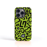 Apple 17 Air/16/15 Pro/13/17 Pro Max/17/XS/8 telefon korpusları və qoruyucu korpuslar üçün uyğun olan F1 floresan yaşıl naxışlı 2-in-1 film korpusunun ixrac versiyası