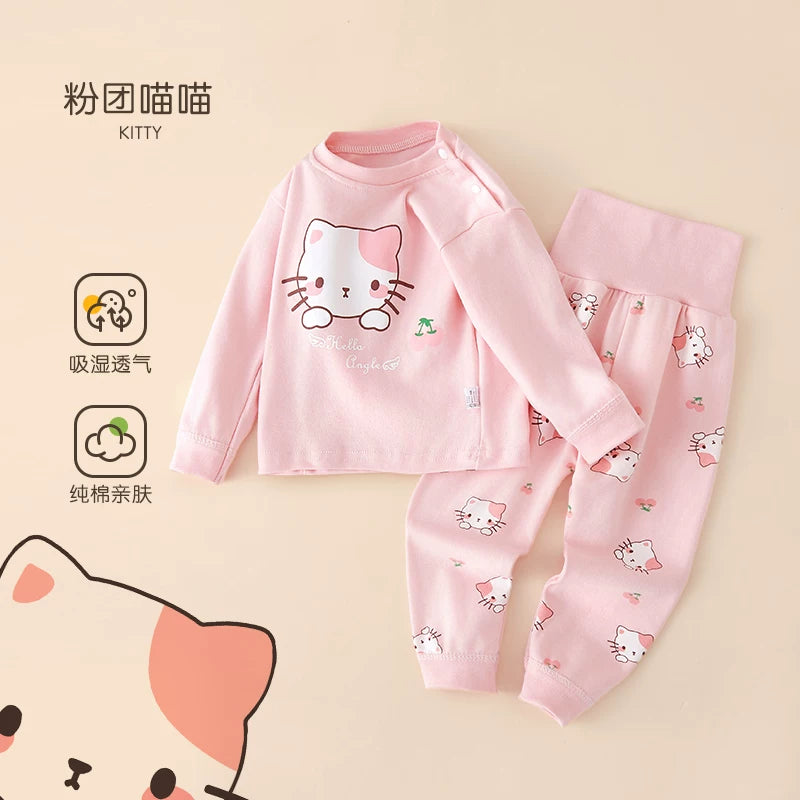 Körpə termal alt paltarı dəsti, təmiz pambıq, alt paltarı, qarın qoruyucusu, payız geyimləri, oğlan və qızlar üçün uzunqol pijamalar, uşaq ev geyimləri