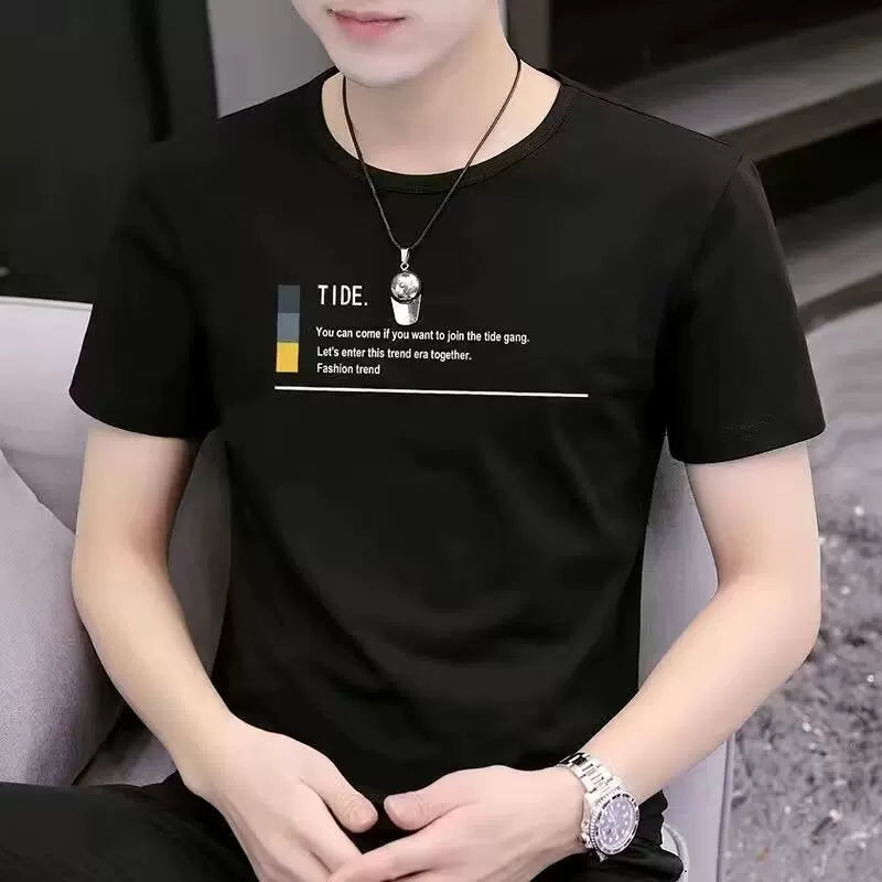 Guangzhou Thirteen Lines Kişi Qısaqol T-shirt Yay 2024 Yeni Buz İpək Üst Yarımqol Kişi T-shirt Geyimi