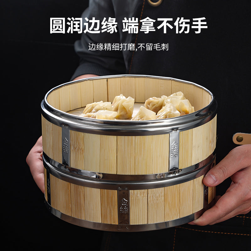 Paslanmayan poladdan hazırlanmış məişət bambuk buxarxanası, kommersiya dim sum buxarlayıcısı, bambukdan kiçik buxarda bişirilmiş buxar bişiricisi, düyü buxarlayıcısı, bambukdan toxunmuş köftə bişiricisi