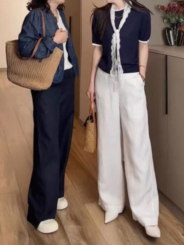 Böyük Ölçülü Qadınlar üçün Yay Düz Ayaqlı Gündəlik Şalvar 2026 Yeni Stil, Dəbli, Axıcı, Boş, Zərif, Əyri Qadınlar üçün Arıqladıcı Geniş Ayaqlı Şalvar