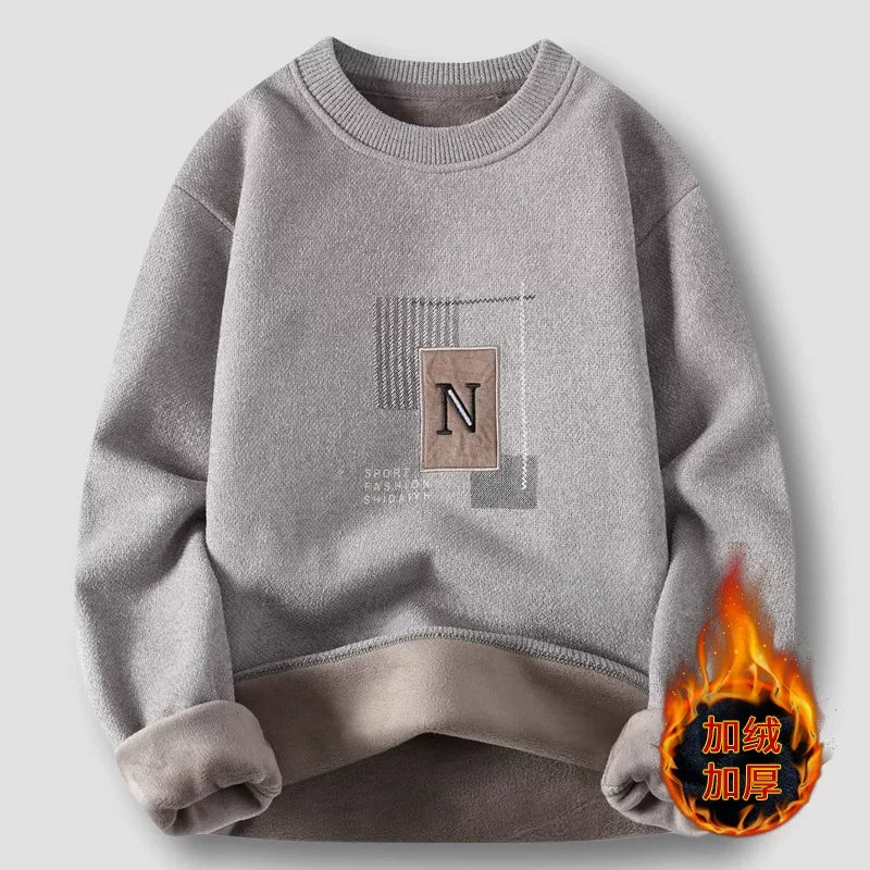 Kişilər üçün bir hissəli yun sviter, yeni payız və qış modası, isti şenil yun astarlı alt paltarı, kişilər üçün dairəvi yaxalı trikotaj geyim.