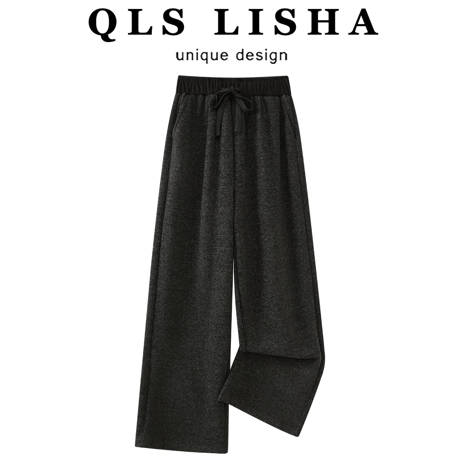 Cholisa-nın yüksək səviyyəli, çoxfunksiyalı qış şalvarları, Koreya üslubunda düz ayaqlı gündəlik şalvarlar, qadın payız kaşmir yunundan yüksək belli enli ayaqlı şalvarlar