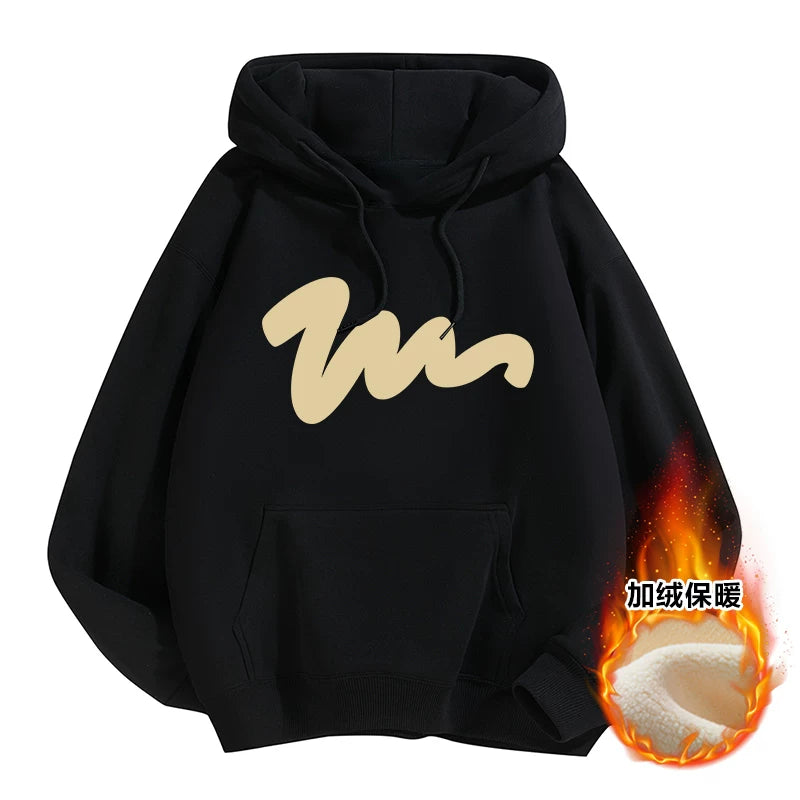 GLM Kişi və Qadınlar üçün Yun Astarlı Dəyirmi Yaxalı Sviter, Payız/Qış İstiliyi, Ağır Çəkili Stil, Amerika Boş Forması, Dəbli Brend Əsas Qat, Kişi Geyimləri