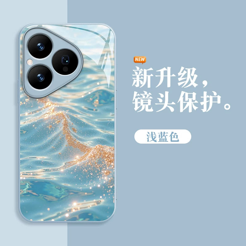Axan su qızılı Huawei pura80 Fengqichaoming cib telefonu üçün uyğun edir mate70pro şüşə qutu nova13 yüngül lüks moda mate60 şöhrət 300 niş sənət magic7 qadın yeni model
