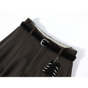 Cholisa 2025 Super Populyar Yun Astarlı Yün Şalvar Qış Boş Bəzəkli Tənbəl Stil Qalın Düz Geniş Ayaqlı Qadın Gündəlik Şalvar