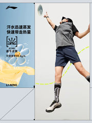 Li Ning idman şortu kişi yay qaçışı tez quruyan şort peşəkar məşq fitnes şalvarı cib fermuarlı idman şalvarı