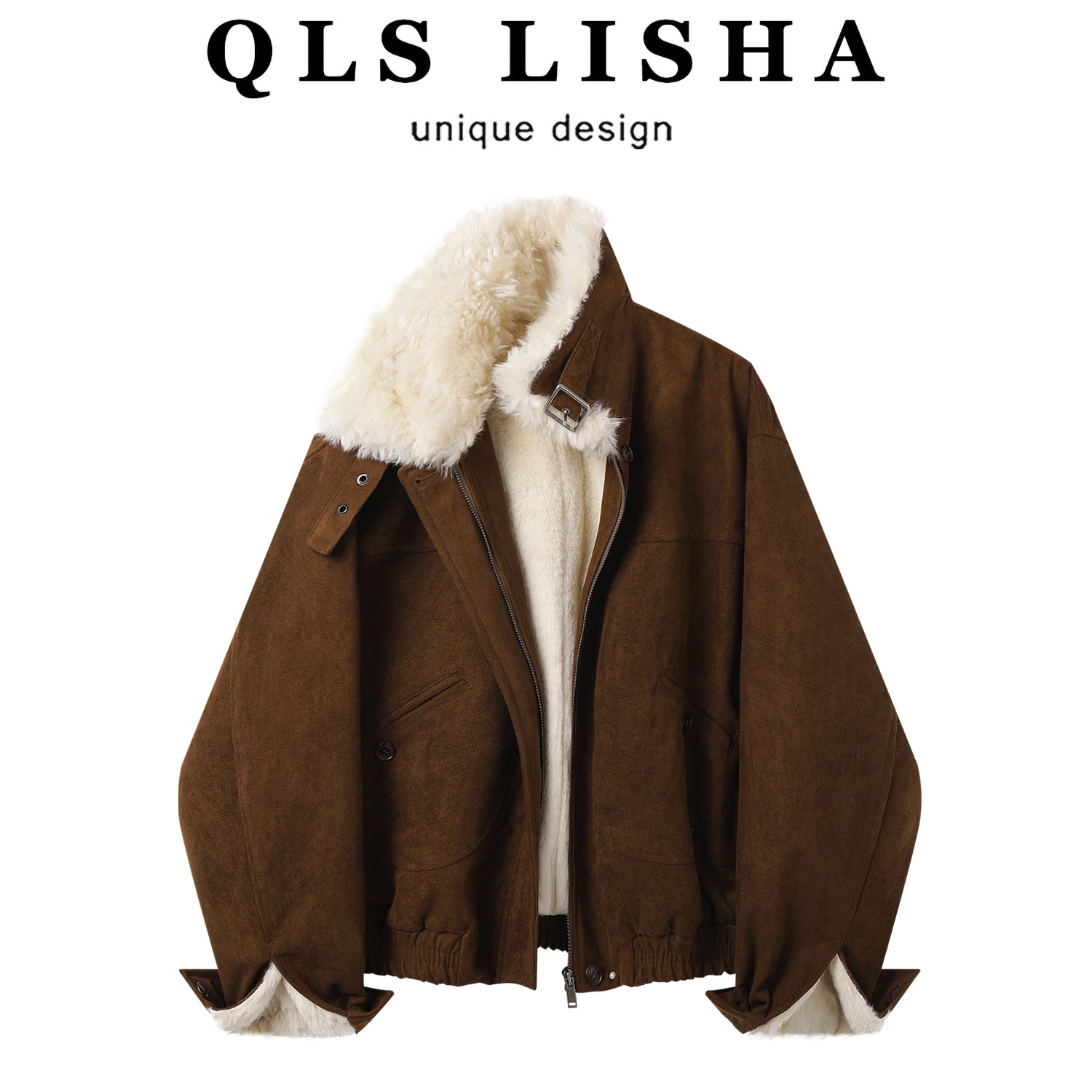 Chorlisa Retro Yun astarlı Qalın Zamşa Pambıq Gödəkçə, Xəz Yaxalıqlı Qadınlar üçün 2025-ci ilin Qış Yeni Stilli Açıq Yaxalıqlı Qısa Gödəkçə