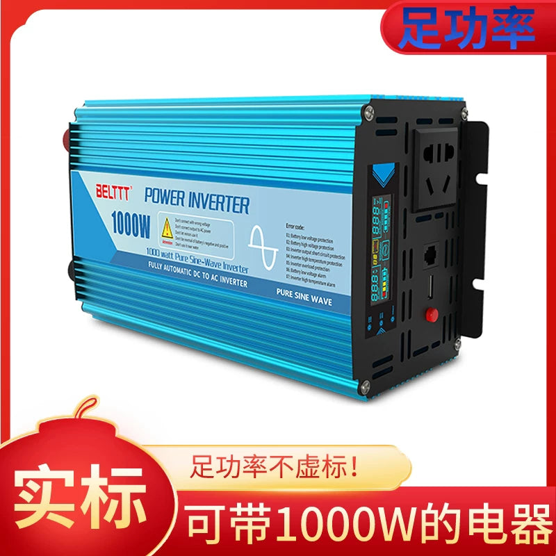 Vehicle inverter converter, 12V/24V to 220V high power pure sine wave inverter, truck and car inverter.