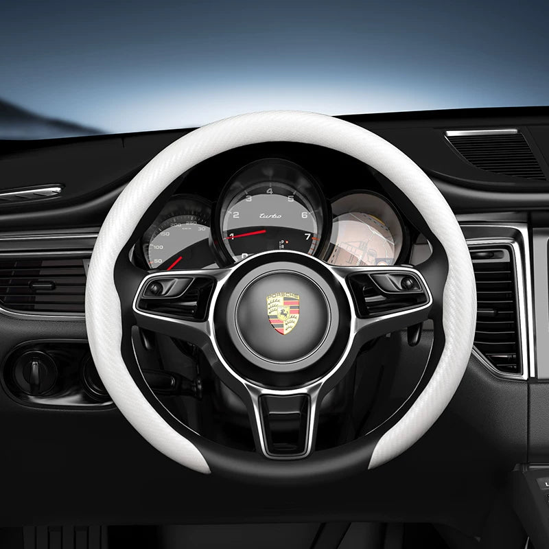 Car steering wheel cover, wood grain protective cover, anti-slip, ultra-thin, universal for all seasons, card-style carbon fiber texture, high quality.