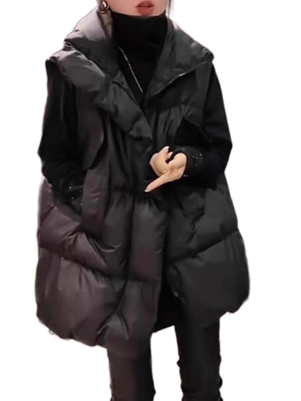 Qadınlar üçün Avropa üslublu pambıq jilet, böyük ölçüdə, qalın, isti, payız və qış üçün geniş qolsuz köynək.