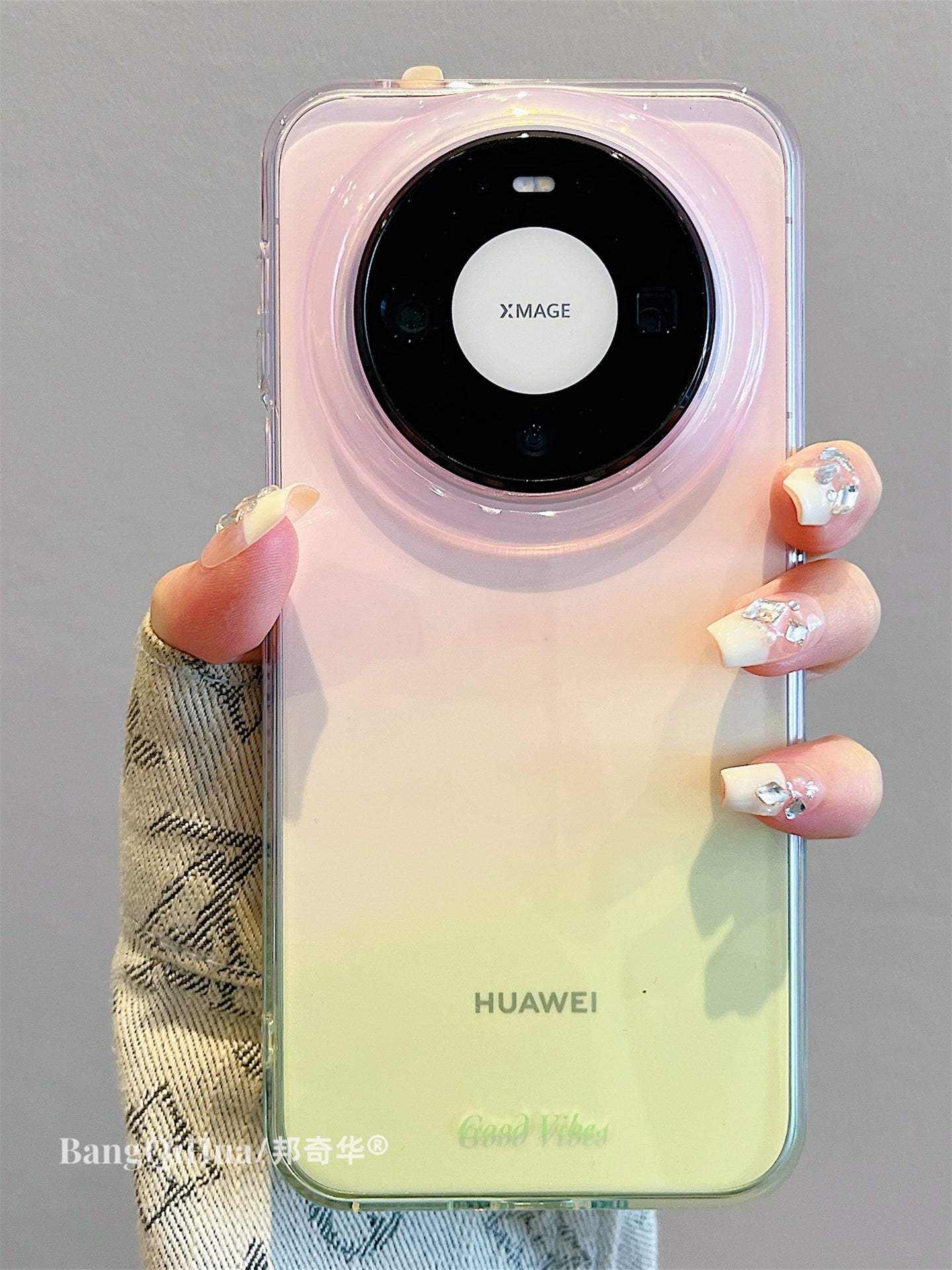 Huawei mate80promax üçün uyğundur yeni mobil telefon qutusu Yapon və Koreya ins gradient rəng çəhrayı guava mate70/60pro kreativ ingilis pura90promax payız əleyhinə pura80/70pro