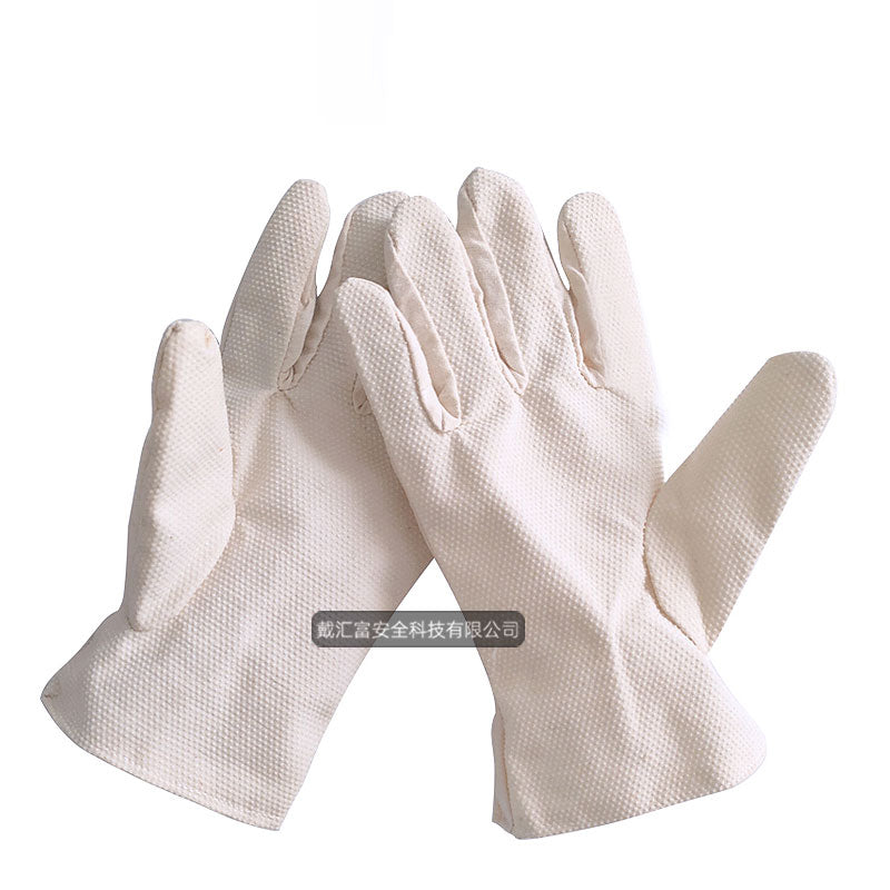 Kətan nöqtəli muncuq əlcəklər polyester pambıq parça nöqtəli plastik əməyin mühafizəsi qoruyucu əlcəklər sürüşməyə qarşı nəfəs ala bilən neft sahəsində əməyin mühafizəsi birbaşa satış