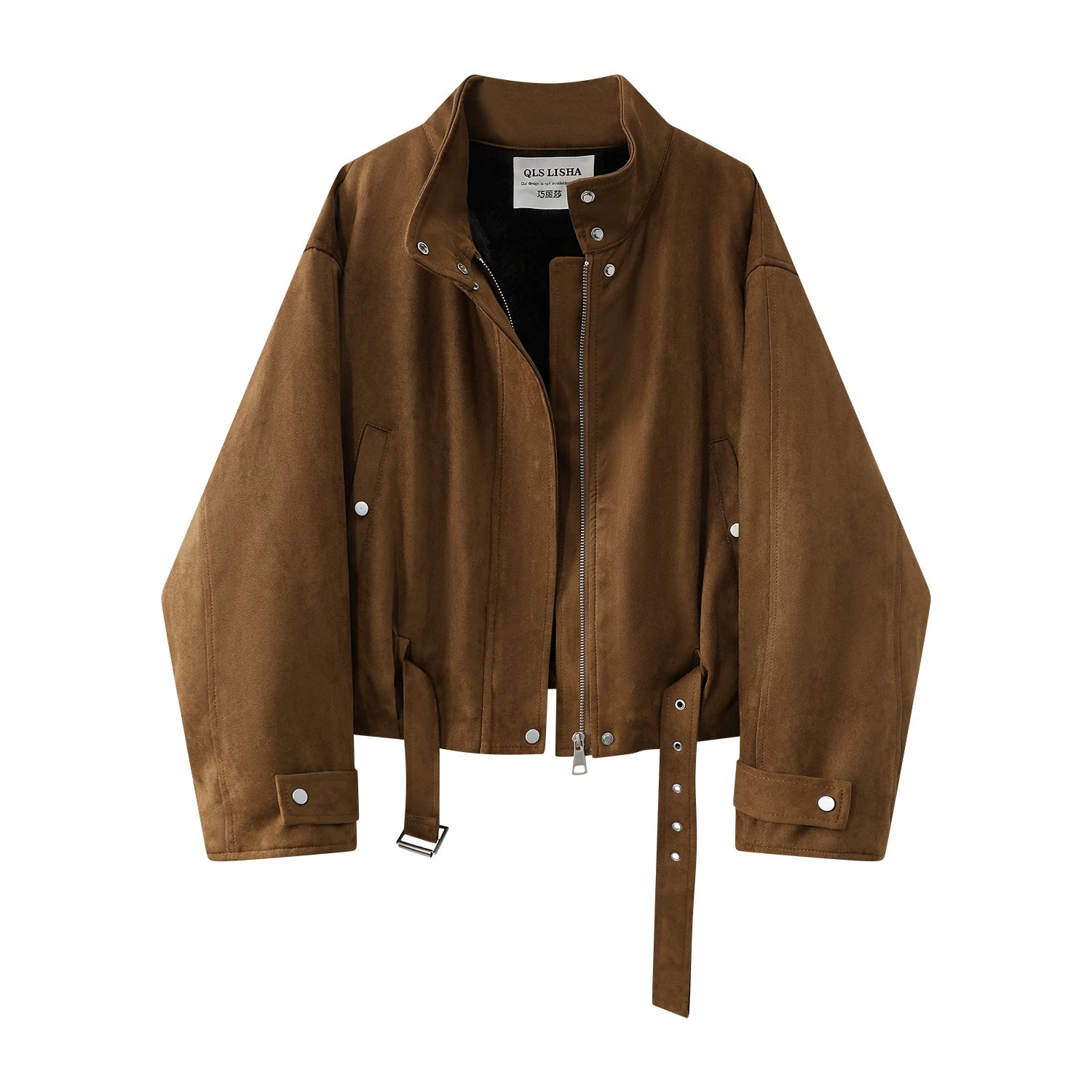 Qadınlar üçün qalın zamşa Cholisa palto, 2026 yeni model, flis astarlı və qalınlaşdırılmış gündəlik iş gödəkçəsi, qış motosiklet topu.