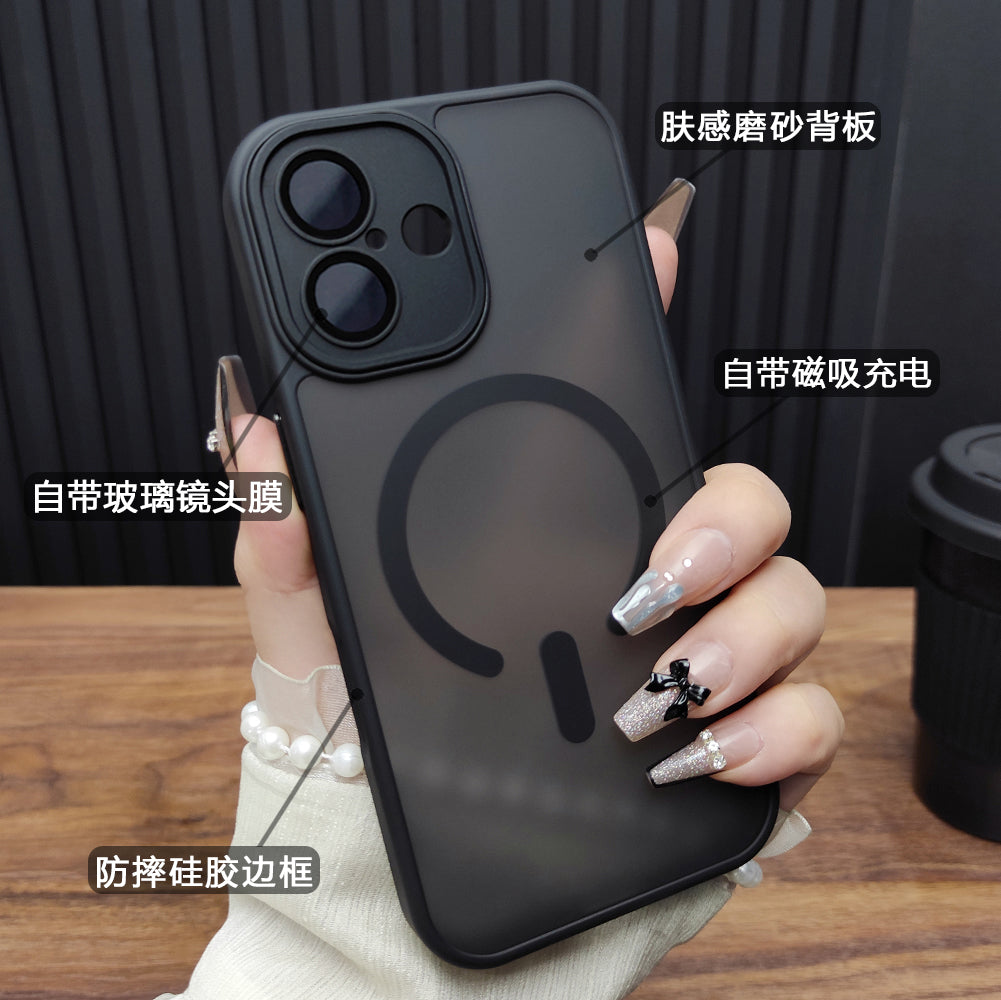 Apple 17ProMax mobil telefon qutusu üçün uyğundur iPhone16 lens filmi 14Plus dəri hiss edən tutqun 13 Maqnit doldurma 12 Yeni stil 15 Hər şey daxil qoruyucu örtük 11 Qaranlıq Gecə Bənövşəyi B68