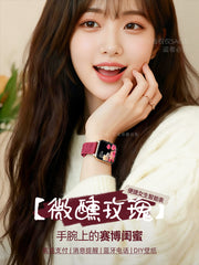 Qızlar üçün ağıllı saat, zəng etmək və qəbul etmək üçün çoxfunksiyalı, sağlam ürək döyüntüsü, cüt idman qolbağı, 2026 naxışlı qızılgül
