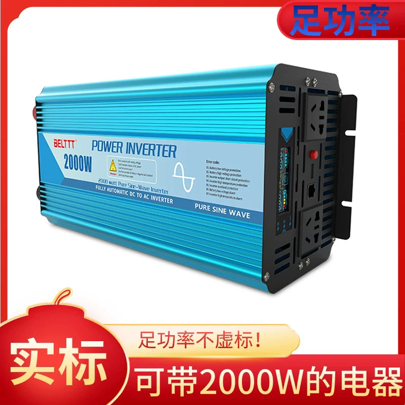 Vehicle inverter converter, 12V/24V to 220V high power pure sine wave inverter, truck and car inverter.
