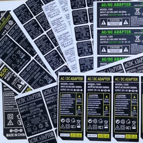 Enerji adapteri etiketi stiker 3V5V6V9V12V15V24V1A2A3A4A6A7A8A9A10A ad lövhəsi