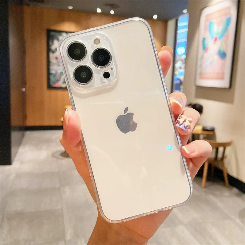 Sadə şəffaf düz kənar yumşaq qabıq iphone13promax apple 12/15 mobil telefon qutusu 14pro kişilər və qadınlar 16 hər şey daxil 11 silikon 17 düşməyə qarşı xr/7/8p Huawei Xiaomi qoruyucu qutu 6p