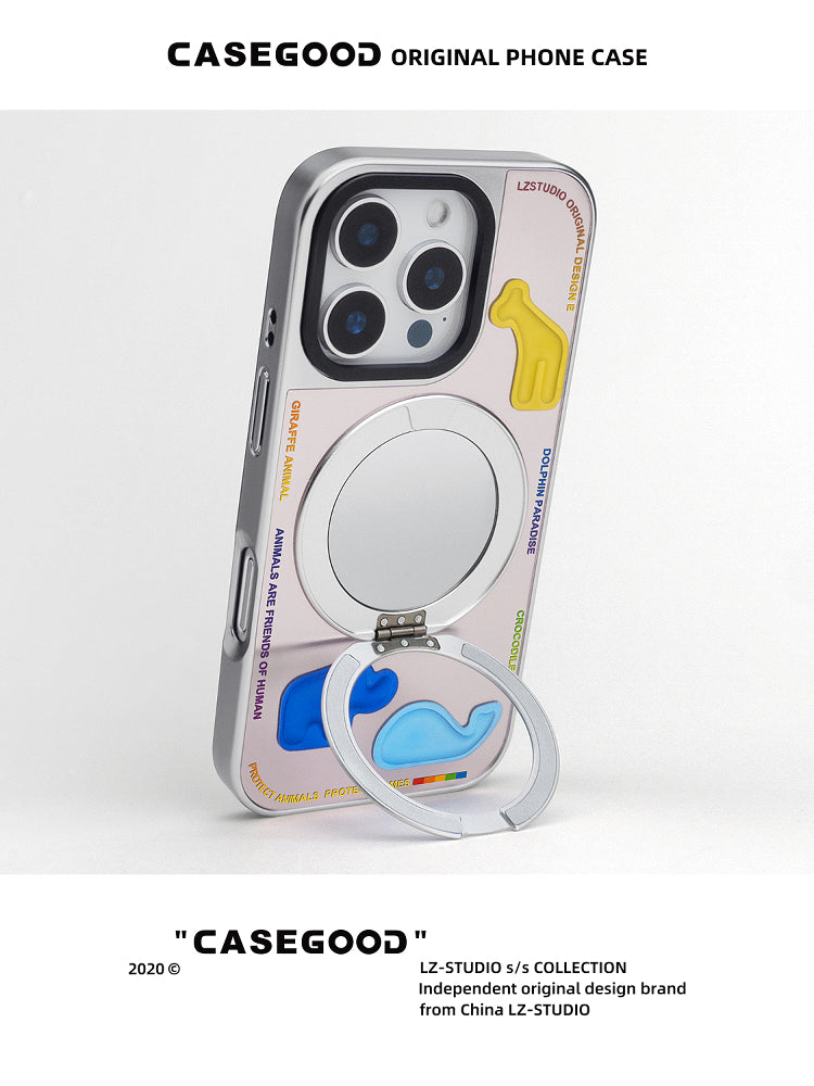 CASEGOOD orijinal niş yüksək səviyyəli gümüş güzgü maqnit dayaq nöqtəsi cib telefonu qutusu 17 yeni Apple 16promax iPhone15pro qoruyucu qutu üçün uyğundur 14 daxili fırlanan mötərizə 13