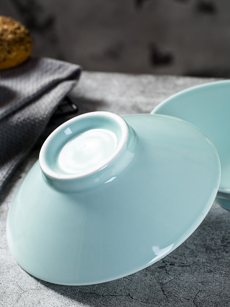 Jingdezhen seladon bambuk papaq qabı, şirli rəngli məişət əriştə qabı, Çin böyük şorba qabı, ticarət Malatang keramika qabları