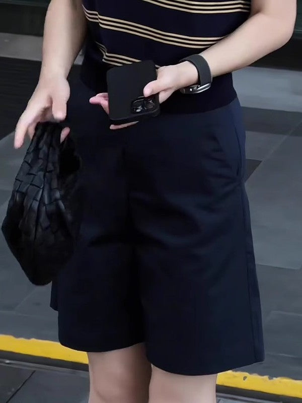 Qadınlar üçün Böyük Ölçülü Kostyum Şortları, 2026 Yeni Yay Modeli, İncə, Yüksək Bel, Arıqladıcı, Boş, Geniş Ayaqlı, Əyri Bədənli Qadınlar üçün Beş Nöqtəli Şortlar