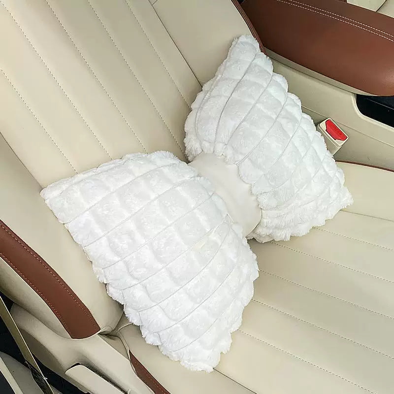 Soft warm lumbar support car seat cushion for winter, universal car interior back seat cover, non-slip car mat for women.