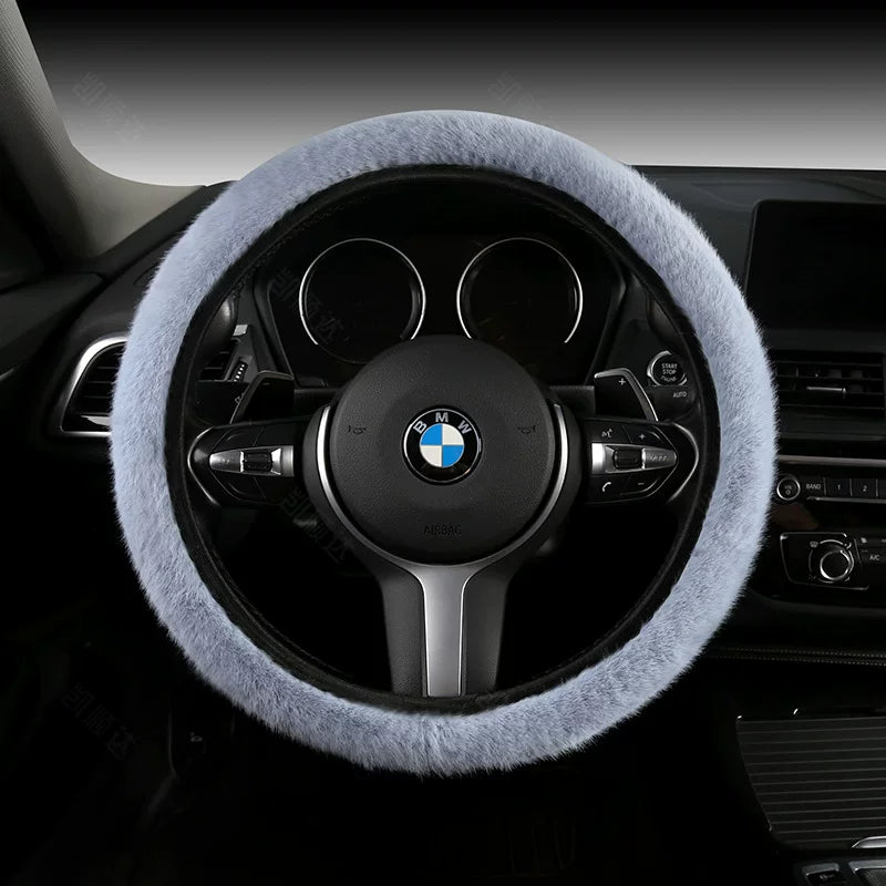 Luxury ear steering wheel cover, winter warmth and cold protection, popular online goddess car steering wheel cover, universal type.