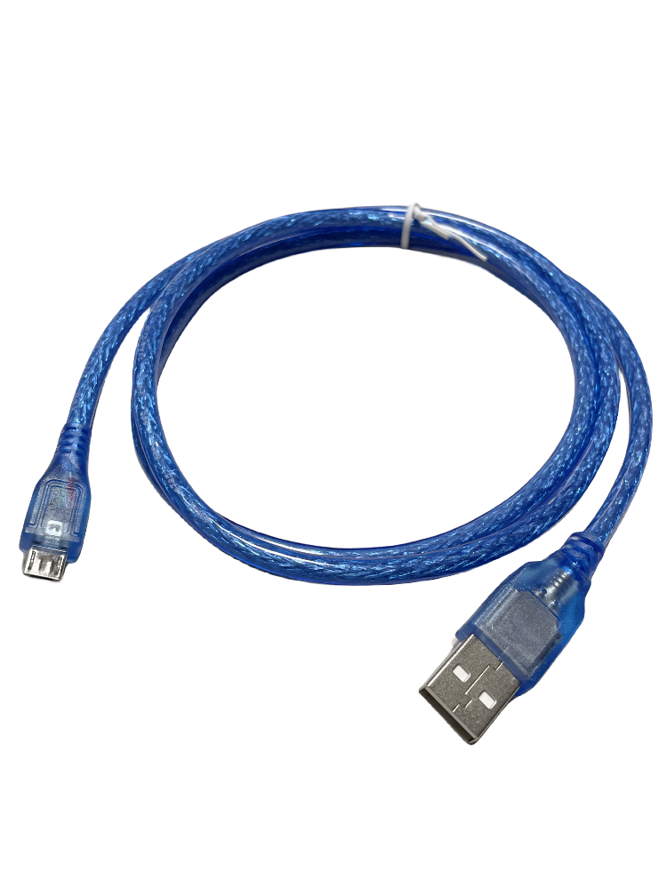 Mikro USB şarj məlumat kabeli tam mis şəffaf mavi Android tətbiq olunan interfeys mobil telefon əlaqə kabeli