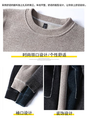 Kişilər üçün bir hissəli yun sviter, yeni payız və qış modası, isti şenil yun astarlı alt paltarı, kişilər üçün dairəvi yaxalı trikotaj geyim.