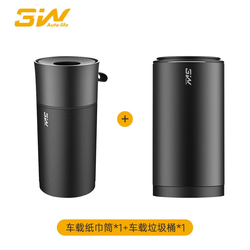 3W Design Car Tissue Holder, Creative Car Interior Hygiene Tissue Box, Luxury Round Tissue Storage Box