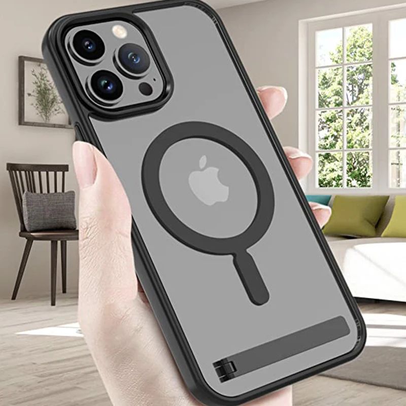 iPhone 16 14 Plus üçün dayaqlı maqnit mobil telefon qutusu