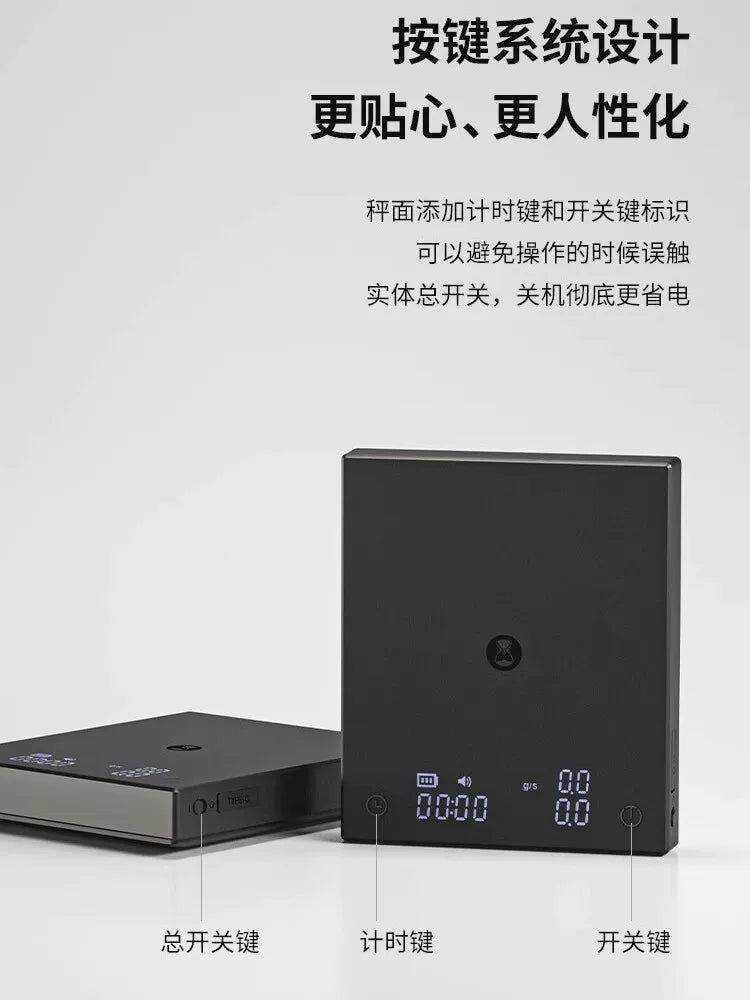 Taimo Black Mirror BASIC3 qəhvə elektron tərəzi İtalyan əllə dəmlənmiş qəhvə tərəzisi, məişət qəhvə lobya çəkisi taymeri avtomatik
