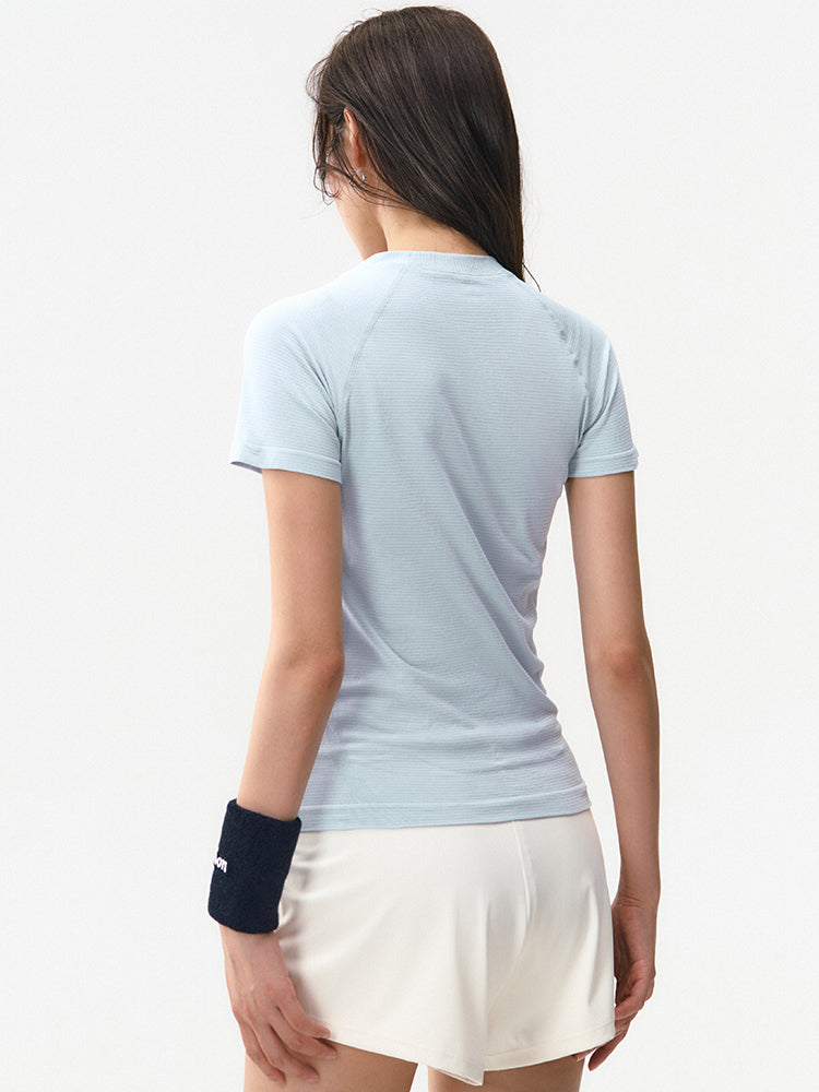 Ağır Atletika Fairy Yeni Tez Quruyan Yoqa Geyimi Qısaqol Qadın Açıq Havada Qaçış İdman Üstü Peşəkar Təlim Fitnes T-shirti