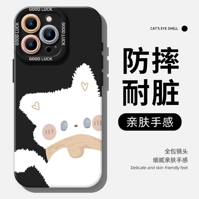 Apple 16 cüt sevimli pişik iphone15promax Huawei pura80pro cüt qadın mate70 Xiaomi 14 redmi iqoo13 one plus vivo üçün uyğun qara və ağ pişik telefon qutusu