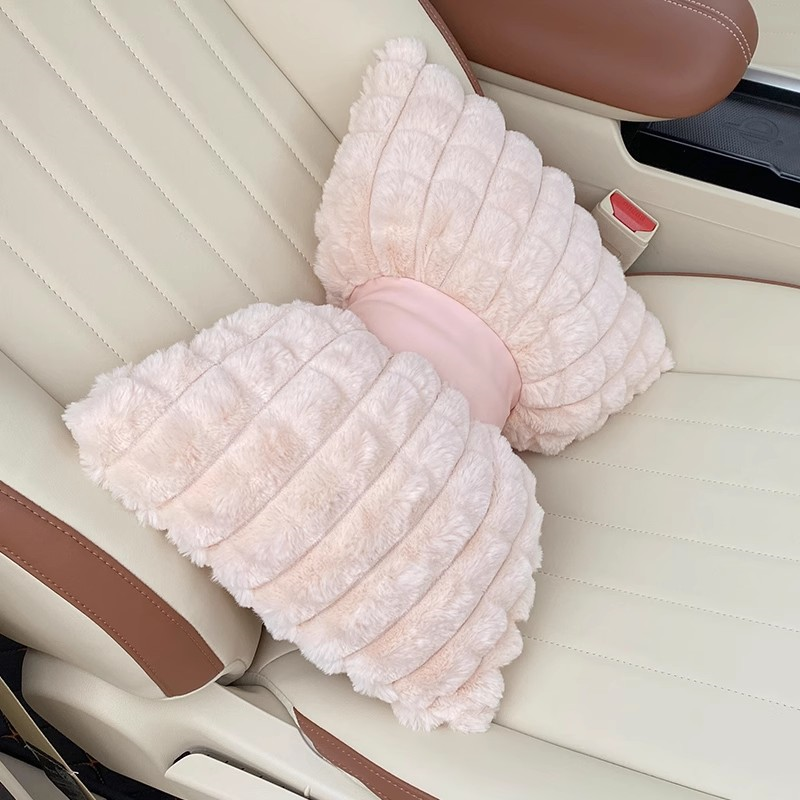Soft warm lumbar support car seat cushion for winter, universal car interior back seat cover, non-slip car mat for women.