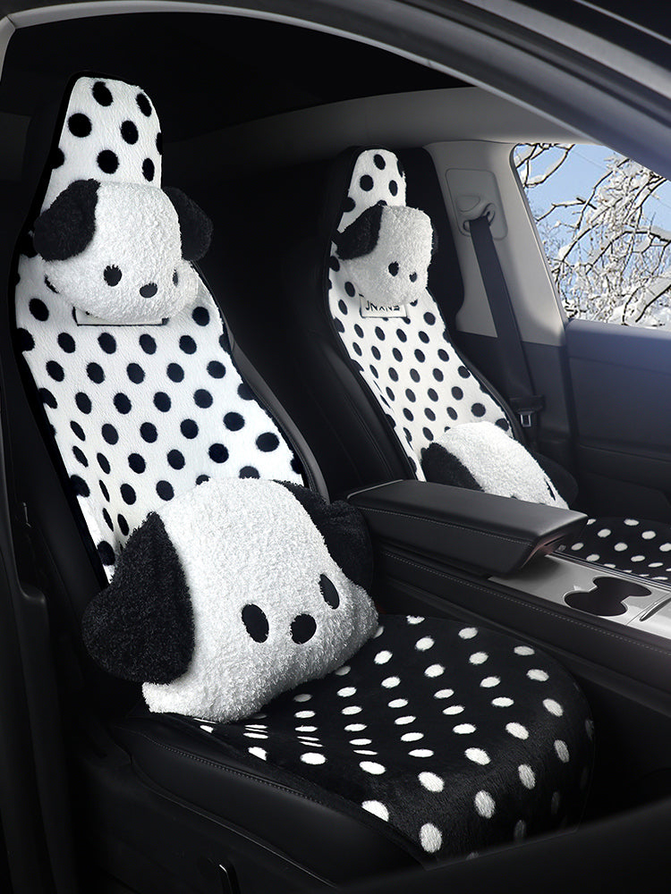 Comfortable, warm, thickened soft seat cover for autumn and winter, cartoon puppy dog ​​multi-piece set, semi-enclosed seat cushion cover