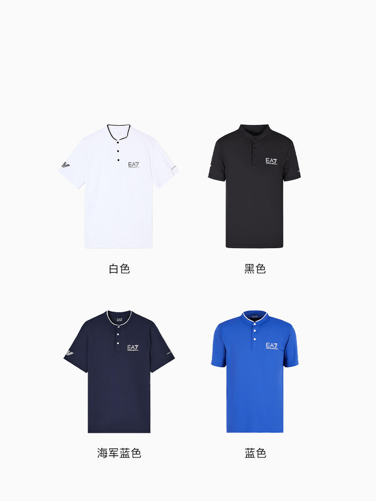 EMPORIO ARMANI EA7 Fall/Winter Men's Three-Button Stand-Up Short-Sleeve Tennis Polo Shirt
