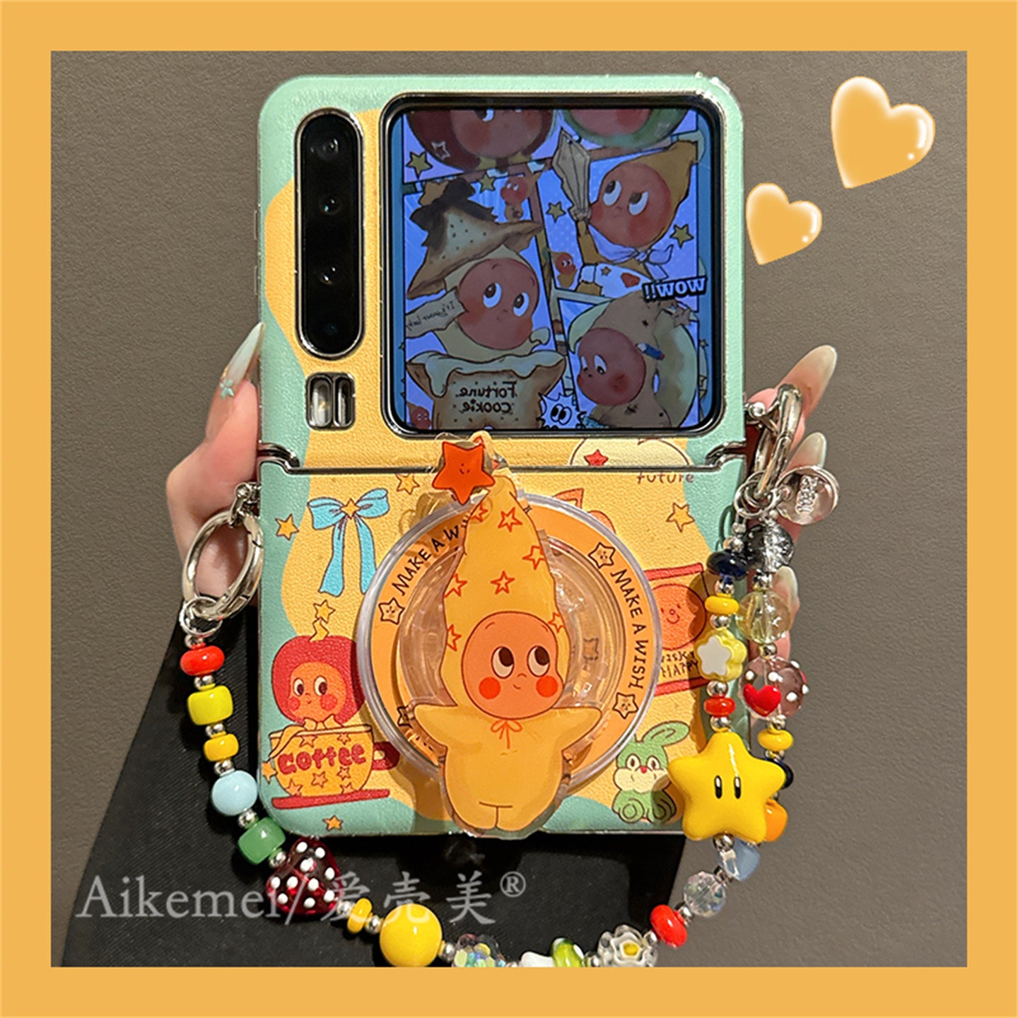 Huawei purax qatlanan ekran cib telefonu qabı pocket2 üçün uyğundur sevimli cizgi filmi kənar ulduz oğlan maqnit braketi Xiaomi MIXFlip2 zəncir lenti Samsung Zflip765 mil qoruyucu qadın modeli