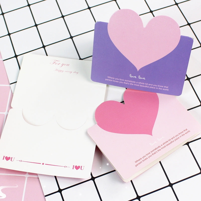 Love message card, Valentine's Day greeting cards, heart-shaped folded message card