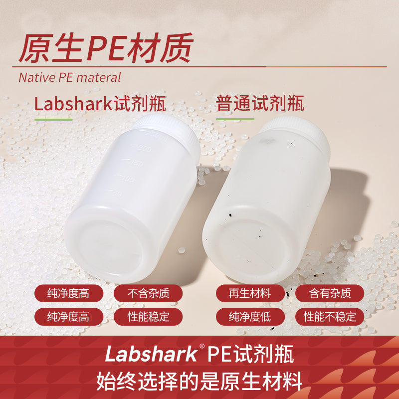 Labshark polietilen plastik reagent şüşəsi pe geniş ağızlı plastik şüşə alt qablaşdırma böyük ağız kiçik ağızlı nümunə götürmə şüşəsi laboratoriya kimyəvi reagenti turşu və qələvi müqaviməti 100 250 500 1000ml