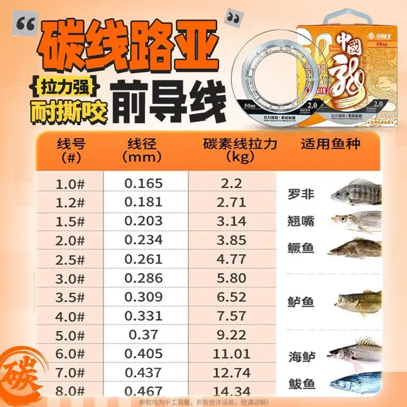 Neptun King China Dragon karbon xətti lider xətti alt xətt alt xətt orijinal karbon xətti flüorokarbon xətti əsas xətt neylon xətt