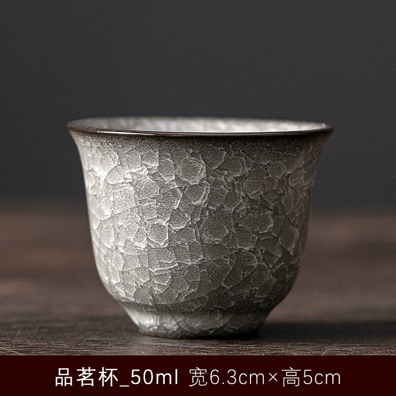 Longquan Celadon Master Kuboku Tək Fincan Ge Fırın Qara Buz Çatlaq Çay Fincan Çay Fincan Kişi Kung Fu Çay Dəsti Şəxsi Çay Fincan