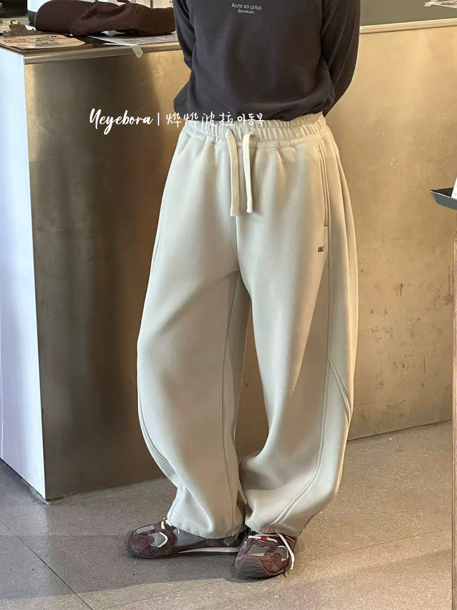 Bora oğlanlar üçün termal idman şalvarı 2025 qış uşaq yun astarlı əyri şalvar gündəlik idman şalvarı qalınlaşdırılmış qız şalvarı