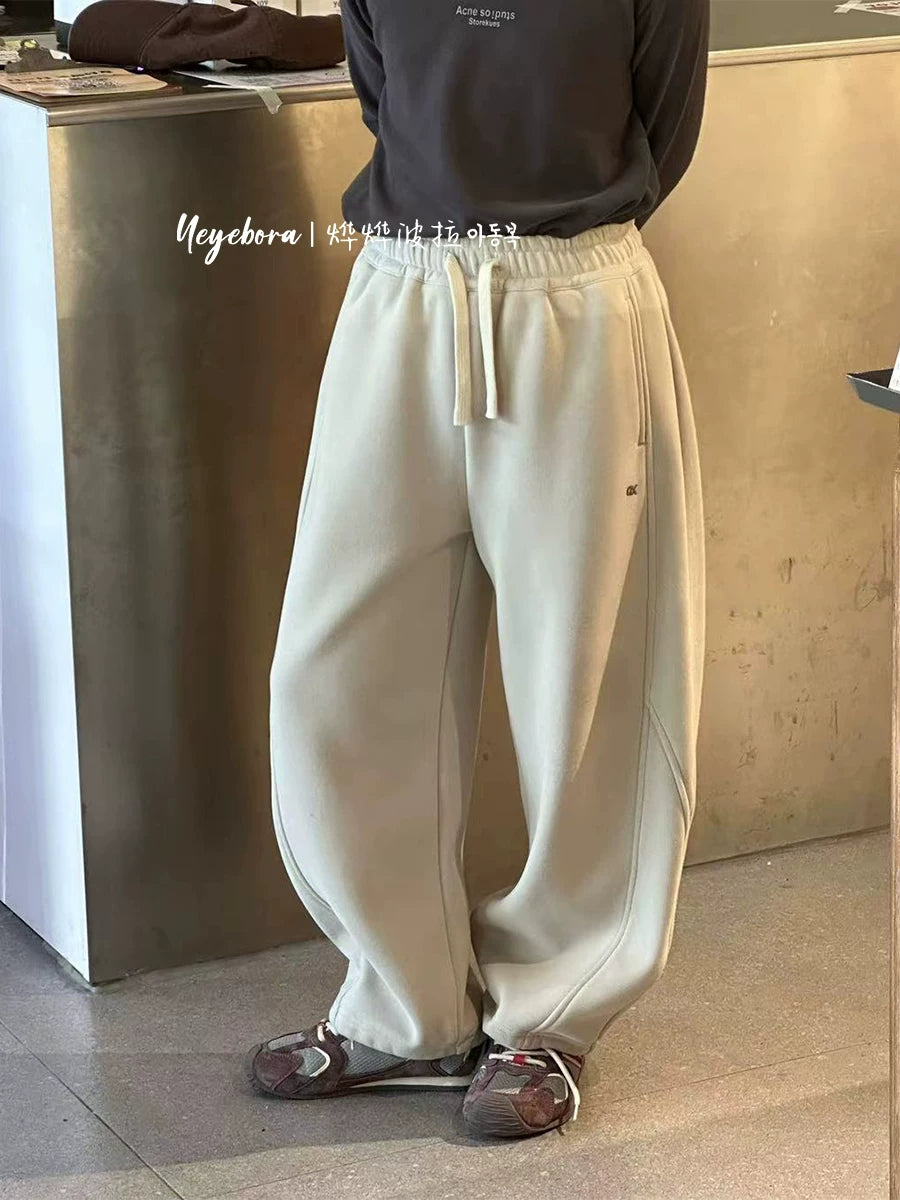 Bora oğlanlar üçün termal idman şalvarı 2025 qış uşaq yun astarlı əyri şalvar gündəlik idman şalvarı qalınlaşdırılmış qız şalvarı