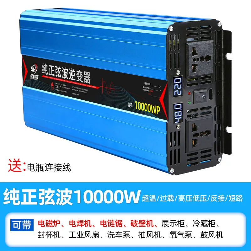 High power inverter for vehicles, trucks, electric vehicles and household use; 12V/24V/48V/60V to 220V converter.