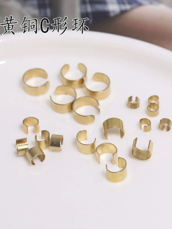 diy zərgərlik aksesuarları pirinç C formalı toqqa toqqa bilərzik boyunbağı zərgərlik ev əl işi materialları 10 ədəd