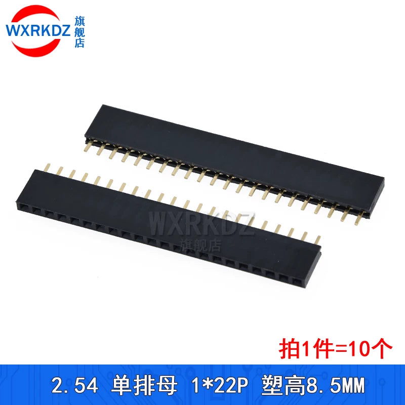 Tək sıra dişi 2,54 mm tək sıra qadın başlıq pin başlığı 1*2p/3/4/5/6/7/8/9/10P-1x40p