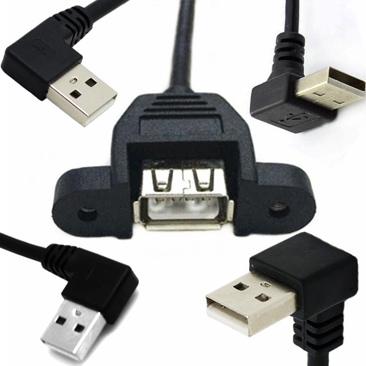 Sol və sağ əyri USB2.0 uzatma kabeli, yuxarı və aşağı dirsək, USB 90 dərəcə məlumat kabeli, USB kişidən qadına qulaq kəmərləri sabitlənə bilər