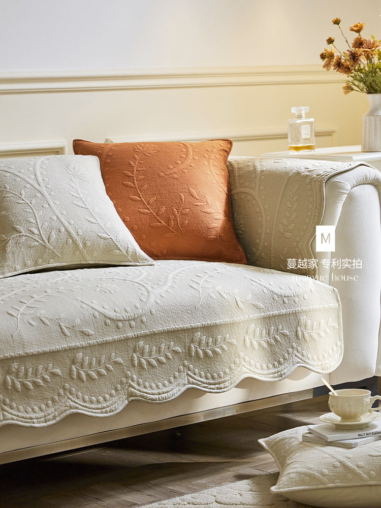 Manyue Home Nanzhi və Ye Fransız Retro Divan Yastığı Oturacaq Yastığı Arxa Örtük Dörd Fəsil Universal Divan Örtüsü